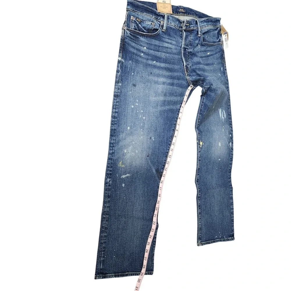 NWT Polo Ralph Lauren Classic Fit Paint Splatter Jeans 34x29 Button‎ Fly